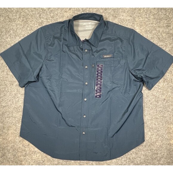 NWT Eddie Bauer Tech Woven Shirt Moisture Wicking UPF 40 Men’s XXL Majolica Blue - Picture 1 of 11